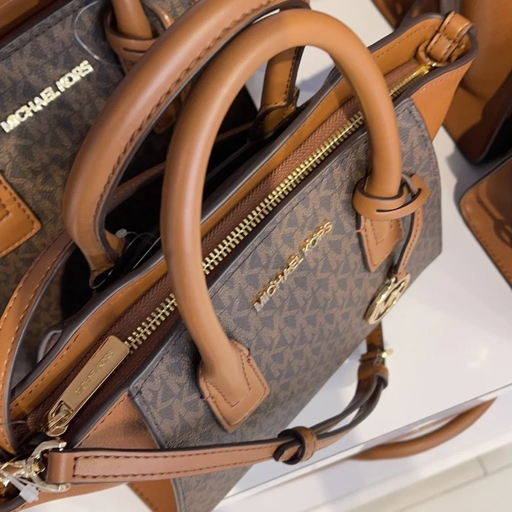 Michael Kors Avril Small Top Zip Satchel Shoulder Bag Color Brown